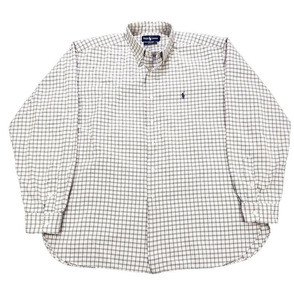Polo Ralph Lauren McMeel Shirt Men XL Blue Black Gingham Button Down Performance